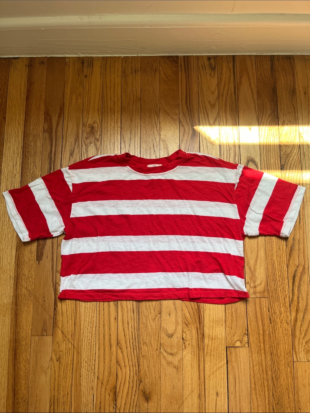 T.La Red & White Striped Short Sleeve women’s Tee